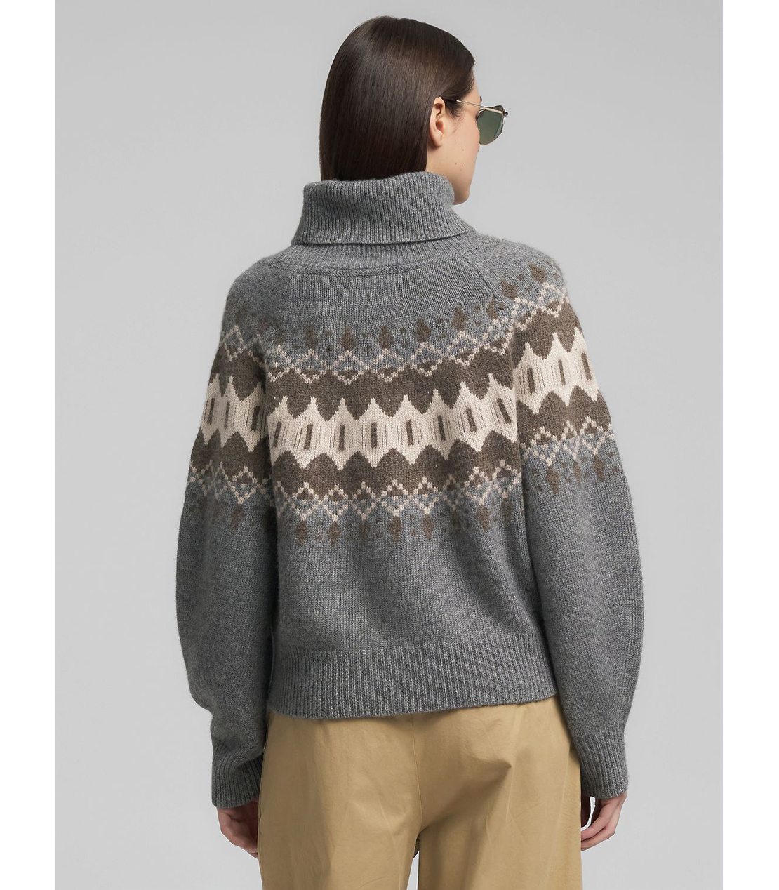 フェアアイルウールブレンドオフタートルニット 詳細画像 グレー系 3